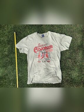 Senior Cojones New Orleans T-Shirt in Green with Red Print